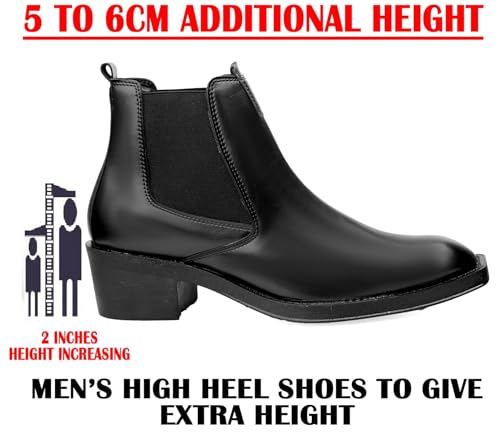 Image of Men's 2 Inch Heel Height Increasing Faux Leather Material With Casual Formal Slipon Chelsea Boot.