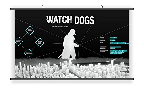 POSTUP Action Adventure Game Watch Dogs Hanging Wall Scoll Fabric Decorative Horizontal Poster (21.6" x 13.8") - PUWATCHD01