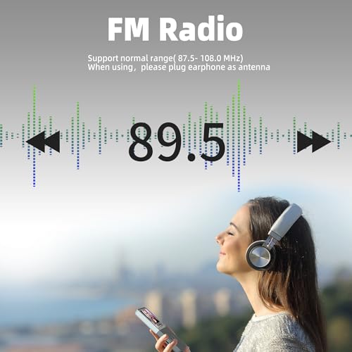 Mp3 Player with Bluetooth Music Players,Portable Walkman Mp3/Mp4 Players Build-in Video,Voice Record,Fm Radio,E-Book,Photo Viewer,Alarm Clock,1.8\" HD Screen MP3 Player with SD Card Slot(White 16GB)