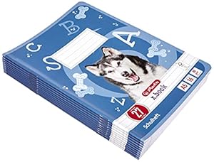 herlitz Schulheft x.book A5, Lineatur 27, ab der 5. Klasse, liniert mit beidseitigem Rand, 16 Blatt, 10 Stück