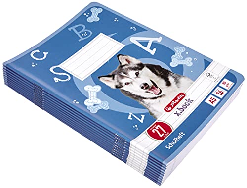 herlitz Schulheft x.book A5 Lineatur 27 ab der 5. Klasse liniert mit beidseitigem Rand 16 Blatt 10 Stück