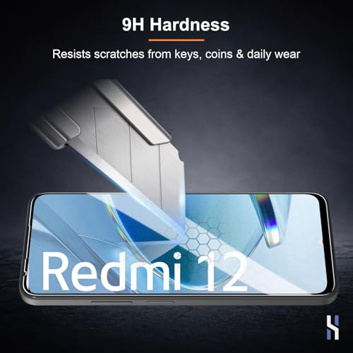 Image of Tempered Glass for Redmi 12 | Redmi 13 | Poco M6 Plus (6.79 Inch) Military Grade 9H Screen Guard, Anti-Scratch, Shatterproof, Edge-to-Edge Full Coverage - Black Border