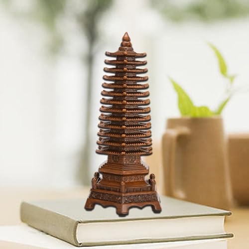 Estatua de Pagoda Fengshui de Resina Marrón 11.4'' miniatura 6