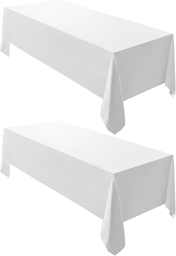 Surmente Mantel rectangular de poliéster de 60 x 102 pulgadas para bodas, banquetes o restaurantes (blanco, paquete de 2)