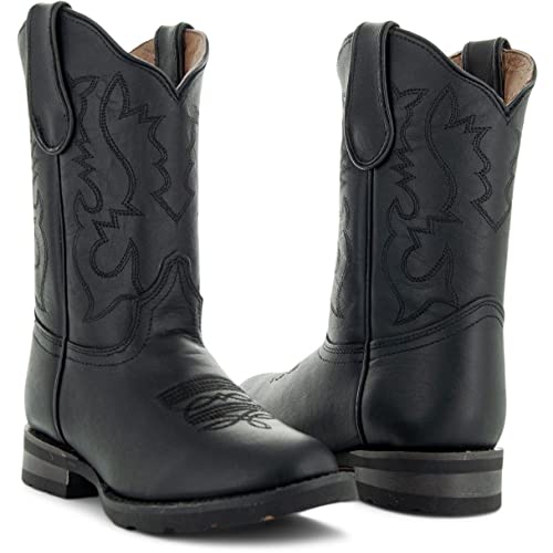 Soto Boots Kid's Round Toe Boots, Geniune Leather Kid's Cowboy Boots, Toddler Western Boots, K4004 (,)