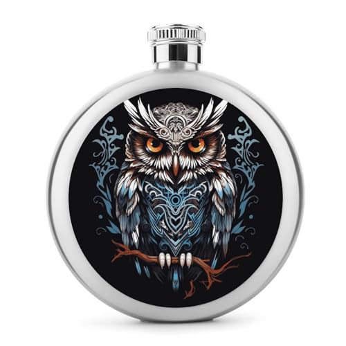 Stainless Steel Wine Bottle Liquor Container Owl Print Leak Proof Hip Flask Durable for Camping Hiking Travel Festivals