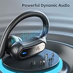 TRAUSI Écouteurs Bluetooth, écouteurs sans fil Vrai avec IPX7 imperméable, Bruit Annulant Mic, Type-C Earphones de recharge rapide avec Crochet d'oreille ergonomique pour le sport, Voyage