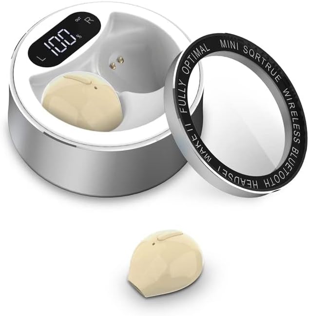 invisible mini Bluetooth Earbud, Bluetooth5.1 Wireless Earbud Bluetooth Earpiece Car Headset with 350mAh Charging Box Enhanced Comfort Fit Design (Pushbutton Headphones1)