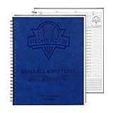 HIGHRAZON Premium Baseball Softball Scorebook, 65 Games 9+2 Extra Innings 16 Player Slots, Hard Cover Score Keeping Book for Stats, Baseball Score Book for Scorekeeper, Coach, Family (Blue)