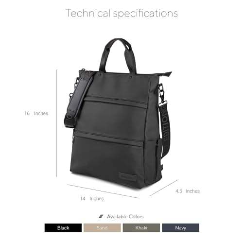 Core Collection 2-in-1 Convertible Tote Bag and Laptop Backpack Side Pockets, Water Repellent Vegan Leather Purse and Bookbag for Work, School, and Travel Essentials, Black 6