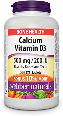 Webber Naturals Calcium Carbonate with Vitamin D3, 275 Tablets, Helps Support Bones and Teeth