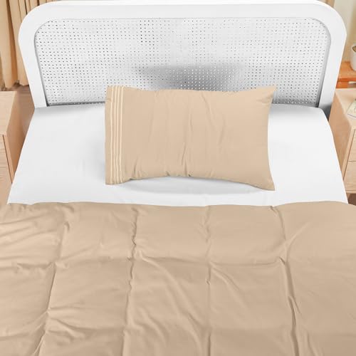 Utopia Bedding Duvet Cover - Single Duvet Cover Set including Embroidered Pillowcase - Soft Microfibre Polyester Bedding (Beige) - Image 4