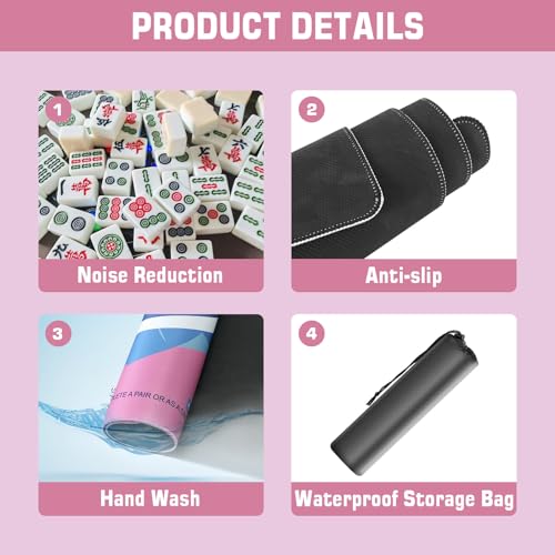 Newoh Mahjong Mat (32” x 32”) with Black Carrying Bag（Pink） by Newoh - Used condition - Image 3
