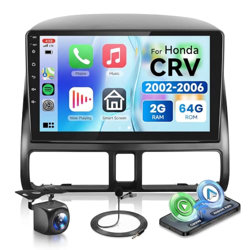 Image of Android 15 Car Stereo for Honda CRV 2002-2006, 9 Inch HD Touchscreen Radio, Wireless CarPlay Android Auto GPS WiFi Bluetooth FM /RDS SWC Dual USB HD Backup Camera 2G+64G