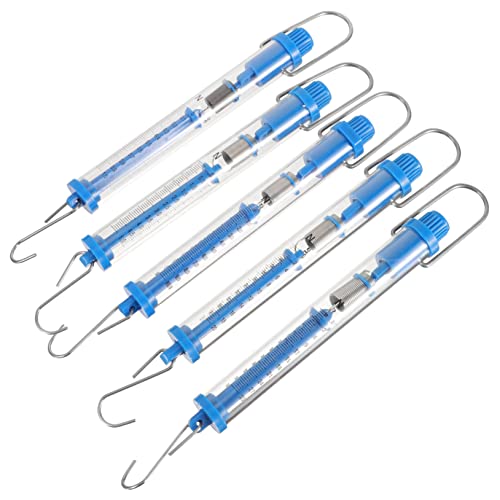 MUCKLILY 5pcs Spring Dynamometer Spring Scale for Experiment Trigger Pull Scale Dual Scale Spring Scale Science Spring Scale Newton Spring Scale Mechanical Hanging Scales Blue Plastic