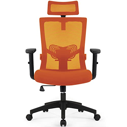 Daccormax Bürostuhl Ergonomisch, Schreibtischstuhl mit Verstellbarer Kopfstütze, Armlehnen, Lendenwirbelstütze, Drehstuhl Wippfunktion bis 135°, Chefsessel aus Mesh,Rückenschonend, Bürostuhl 150kg