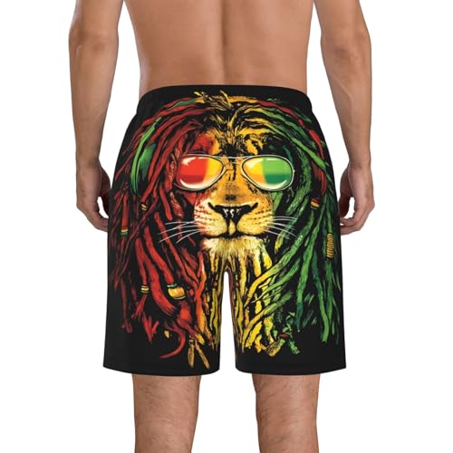 Jamaican Rasta Lion Flag Men's Quick Dry Swim Trunks Beach Board Shorts Swimming Swimwear3