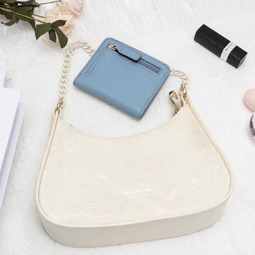 Image of Gostwo Small Wallet for Women, Slim Bifold Credit Card Holder, Compact RFID Blocking Cash Wallet, Billfolds Thin Leather Zipper Pocket, Mini Wallet Gift for Ladies Teen Girls Travel with ID Window