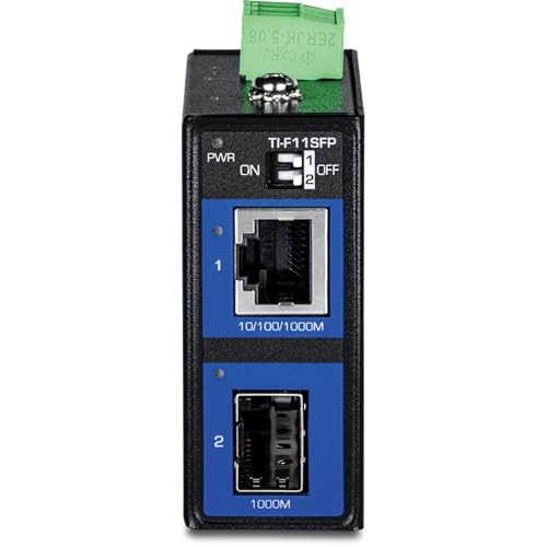 Image of TRENDnet Hardened Industrial 100 /1000 Base-T to SFP Media Converter, DIN-Rail and Wall Mount Hardware Included, Multi Or Single Mode Fiber, Power Supply Sold Separately, Black, TI-F11SFP