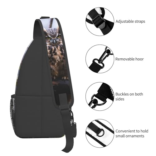 Mochila cruzada Owl on a branch color negro miniatura 4