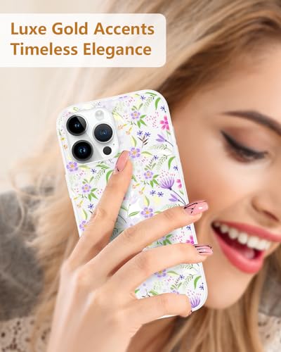 Coque iPhone 15 Pro transparente Scorpify au motif floral violet