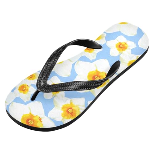 Sinestour Flower Floral Blue Flip Flops for Beach Thong Sandals Anti-slip Lightweight Flat Slippers for Indoor Outdoor House2