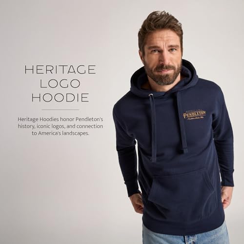 Pendleton Men’s Heritage Logo Hoodie in Cotton Polyester - Navy Blazer/Gold2