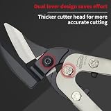 Nożyce do blachy HOUSERAN 260 mm, nożyce do metalu z mechanizmem zabezpieczającym do cięcia blachy, aluminium, skóry, siatki metalowej, miedzi, tworzyw sztucznych i płyt z tworzywa sztucznego
