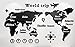 Etiqueta Engomada Del Mapa Autoadhesiva Creativa Oficina Sala De Estar Sofá Tv Fondo Etiqueta De La Pared Medio 200cm * 114.5cm 2088 Mapa del mundo-Negro + Blanco