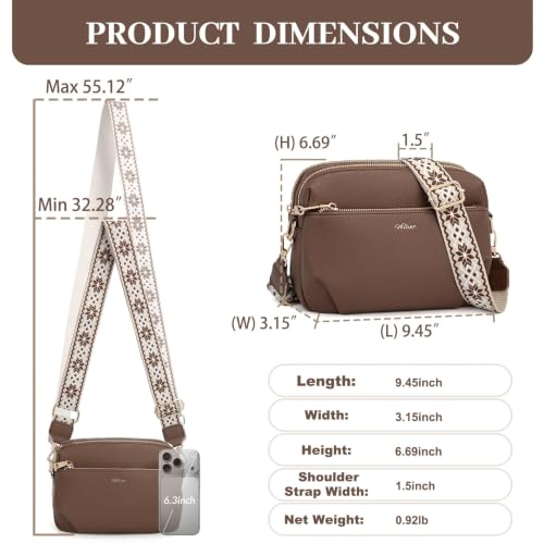 Image of Crossbody Bag for Women Vegan Leather Handbag Purse Anti Theft RFID | Stylish Designer Crossover Shoulder Bag Travel Daily| Wide Adjustable Shoulder Strap | Multi Pockets