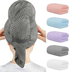 HOMEXCEL 5 Pack Microfibre Hair Towels - 101 x 51 CM Supe…