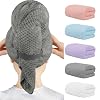 HOMEXCEL 5 Pack Microfiber Hair Towels – 40 x 20 inches Super Soft, Fast Drying Turbans for Long, Thick, Curly Hair – Anti Frizz Wrap with Elastic Strap