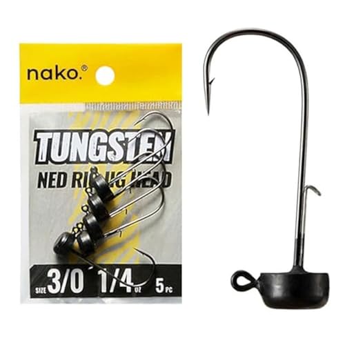 Nako 5 Pack Tungsten Ned Rig Jig Heads 1/4oz 3/0 Hook