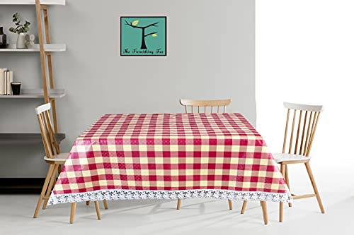 Image of The Furnishing Tree Waterproof Square Shaped 4 Seater Printed Center Table Cover Size 48x48 inches with White Border Lace