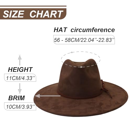 Image of Fedora Hats for Women Man with Big Wide Brim Classic Suede Panama Hat Western Outdoor hat