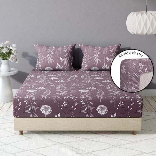 Image of Wakefit Cotton Fitted Bedsheet | 200 TC Elastic Fitted Sheet, Queen Bed Bedsheet Checkered With 2 Pillow Covers | Taylor - 78X60 Inches,Multi