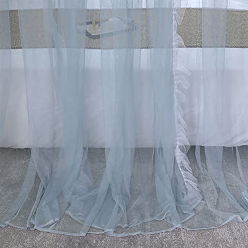 Moustiquaire lit superposé bleu 1,2m rideau lit rétractable rail U - 7