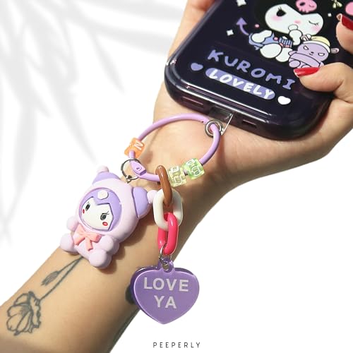 Image of Peeperly Back Cover Case for iPhone 14 Pro Max Scratch Resistant Anti-Slip TPU Shockproof Protective Durable Cartoon Kuromi Flip Mirror Case for Girls & Women(Purple)