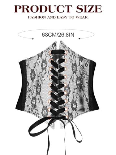 Asooll Vintage Lace Corset Belt Wide Elastic Waist Belt Party Club Prom Clothing Waist Corset for Women and Girls2
