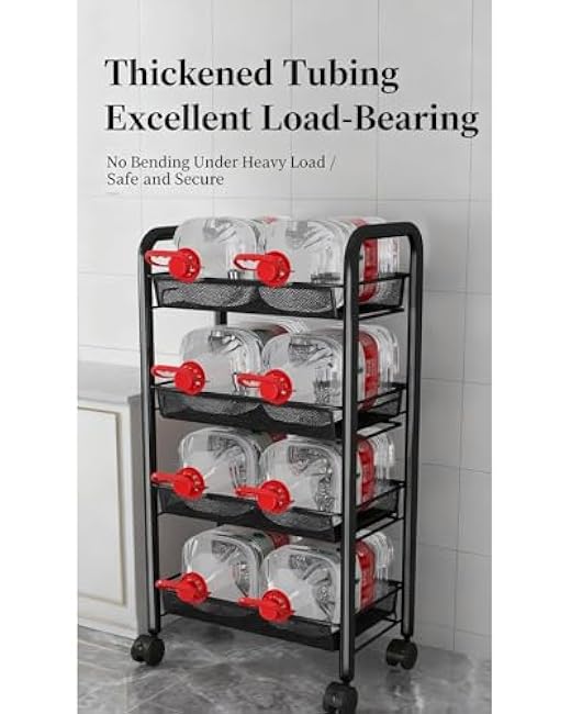Slim Storage Cart 4-Tier Narrow Rolling Cart with 4 Wire Baskets for Kitchen, Bathroom, Laundry Room ¨C Mobile Utility Cart on Wheels for Small Spaces, Easy to Move-y9XdqTGV