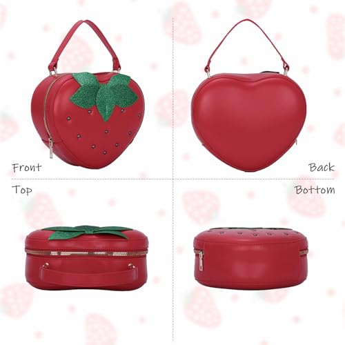 KUANG! Cute Strawberry Purse Heart Shaped Shoulder Bag Girls Fashion Handbag Crossbody Fruit Bag2