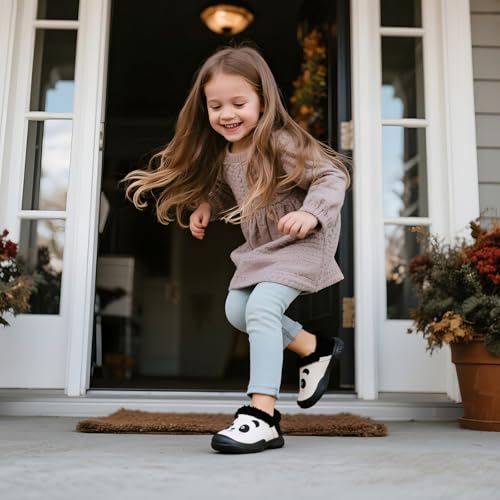 L-RUN Toddler Slippers Boys Girls Winter Warm Shoes Soft-Soled Plush-Lined Slip-on Kids Winter Footwear Wide House Shoes2