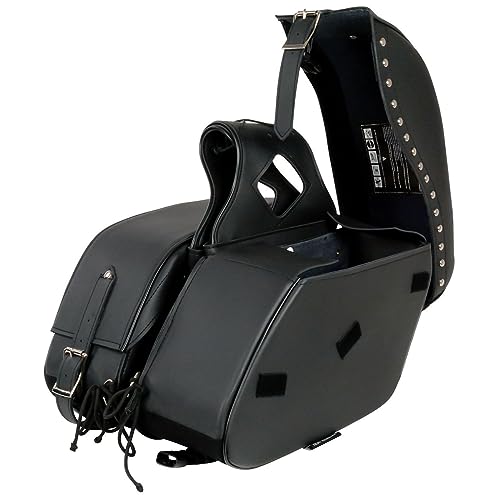 Image of Milwaukee Leather Studded Throw-Over Motorcycle Saddlebags - Synthetic Leather - Universal Fit - Zip-Off - Large