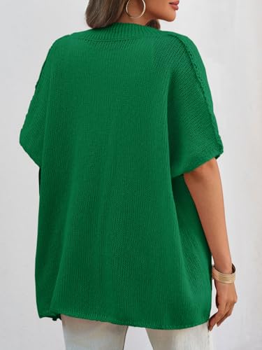 Image of Saodimallsu Womens Oversized Cardigan Sweaters Short Sleeve Button Down Casual Lightweight Loose Knit Trendy Cardigans