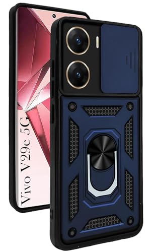 Image of Luxe Back Cover for Vivo V29E 5G | D10 Tough Armor | Sliding Camera Shield | 360 Protection | Kickstand Ring Holder | Military-Grade Shockproof Bumper