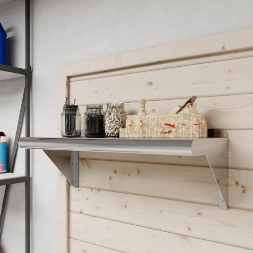 Image of AmGood 10 in. x 24 in. Stainless Steel Wall Shelf | NSF | Metal Shelving | Garage, Laundry, Storage, Utility Room | Restaurant, Commercial Kitchen