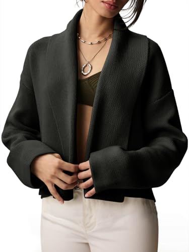 Image of Saodimallsu Womens Cropped Cardigan Open Front Shawl 2026 Fall Trendy Long Sleeve Sweater Jacket