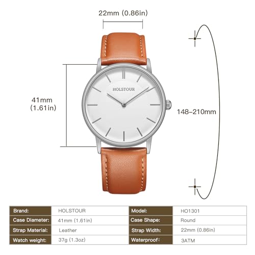 Image of HOLSTOUR Watches for Men Minimalist Fashion Business Wrist Watch Analog with Leather Strap
