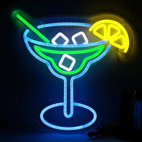 Image of Cocktail Neon Signs for Wall Decor Neon Lights for Bedroom Led Business Signs Suitable for Man Cave Bar Pub Restaurant Christmas Gift Art