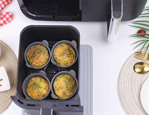 Ramekins for Air Fryer, Air Fryer Egg Moulds, Extra Thick 1.2mm Silicone, Set of 4 -Black - Image 3